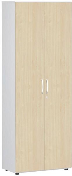 geramöbel Garderobenschrank mit ausziehbarem Garderobenhalter, mit Standfüßen, inkl. Türdämpfer, abschließbar, 800x420x2160, Ahorn/Weiß, S-386128-AW