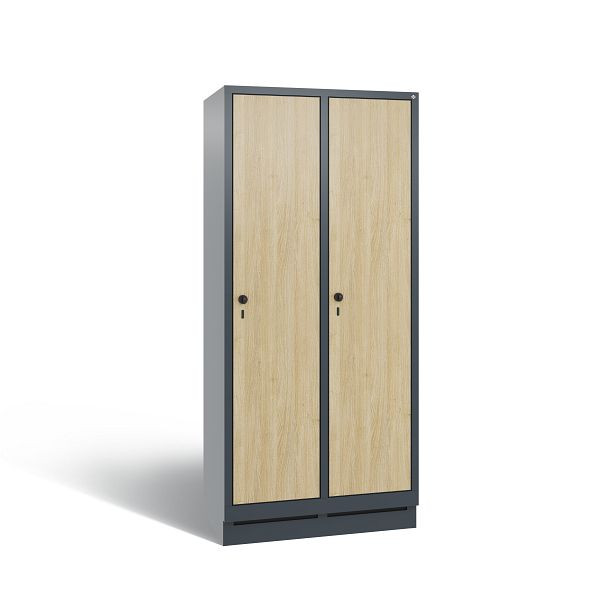 C+P Spind Evolo, 2 Abteile, H1800xB810xT500 mm, Anthrazit/HPL Eiche, 48020-22B S10048