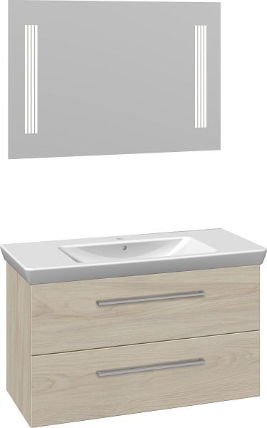 Scanbad Möbelset 105 cm Multo+ LOTTO XL, mit 2 Schubladen, Spiegel, Weiß Ulm, ML-135530