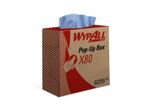 WYPALL* X80 Reinigungstücher blau - Zupfbox, stahlblau, 42,7 x 21,2 cm, VE: 400 Stück, 829500