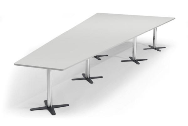 Deskin Konferenztisch DUBLIN, Dekor: Lichtgrau, Gestellfarbe: Verchromt / Anthrazit RAL 7016, BxHxT: 5000 x 735 x 2050 mm, 330313