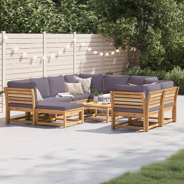 vidaXL 10-teilig Garten-Lounge-Set mit Kissen Massivholz Akazie, 3214319