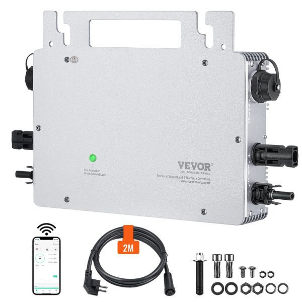 VEVOR Solar Grid Tie Micro Inverter 600W Wasserdicht IP67 Solar Micro Inverter, Fernüberwachung per App und WIFI, IP67WXBWNBQIXFKWLV2