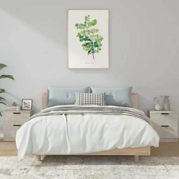 vidaXL Nachttische 2 Stück Betongrau Holzwerkstoff, 811223