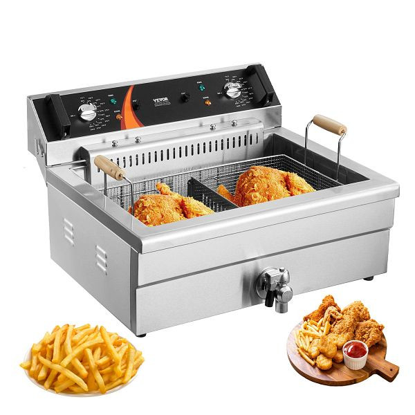 VEVOR Kommerzielle Elektrische Fritteuse 2250W 20L Edelstahl Upgrade 200°C, DGDZGDGSJK00Z0ED8V2