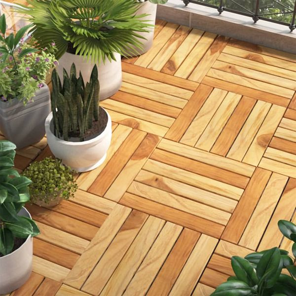 vidaXL Terrassenfliesen 20 Stück 30x30 cm Massivholz Teak Vertikal, 3152102