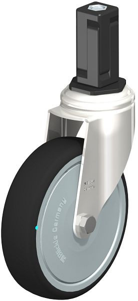 Blickle LKRXA-PATH 126KD-11-FK-EXV14 Edelstahl-Apparate-Lenkrolle mit Expander, Thermoplastisches Polyurethan, Grau, 853503