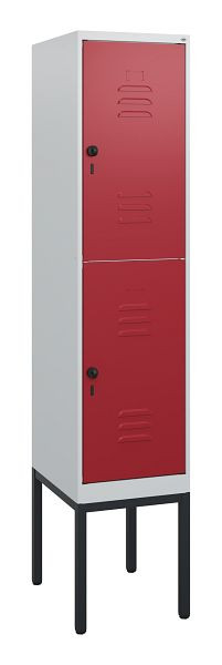 C+P Doppelstöckiger Spind Classic PLUS, Gestell, 1950x400x500mm, 7035/3003, Drehriegel, 0803305-12 S10001