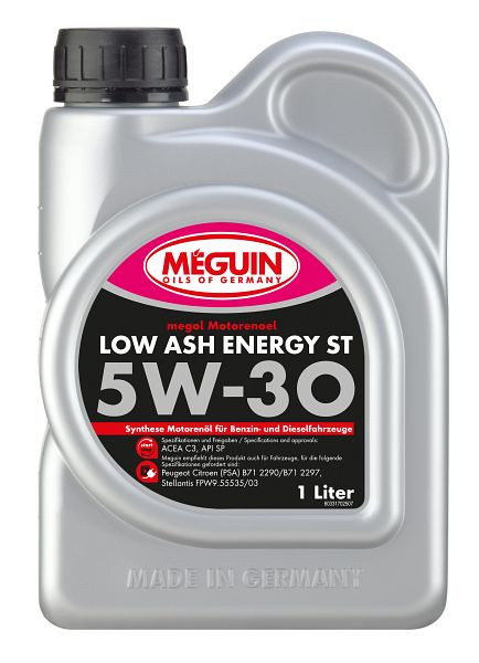 Meguin megol Motorenöl Low Ash Energy ST SAE 5W-30, Kanister Kunststoff, VE: 1 Liter, 33170