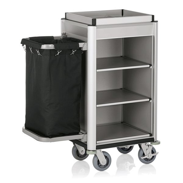WAS Zimmerservicewagen Isabella, 1 Wäschesack, 95 x 53, x 116 cm, helle Kantenprofile & Aluoptik, 4457001