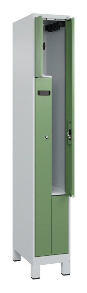 C+P Z-Spind Evolo PLUS, Füße, 2 Fächer, 1950x300x500mm, 7035/6011, Zylinderschloss, 049013-102 S10037