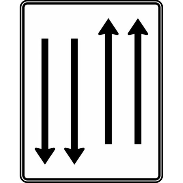 Stein HGS Fahrstreifentafel mit Gegenverkehr, 2-streifig in Fahrtrichtung und 2-streifig in Gegenrichtung, RA1/Alform, ohne Entfernungsangabe, 1600x1250mm, 522-33-112