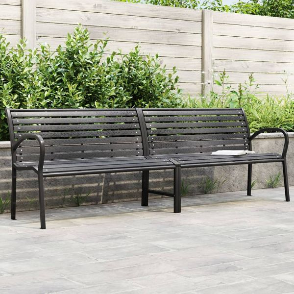 vidaXL Doppel-Gartenbank Schwarz 231 cm Stahl und WPC, 366538