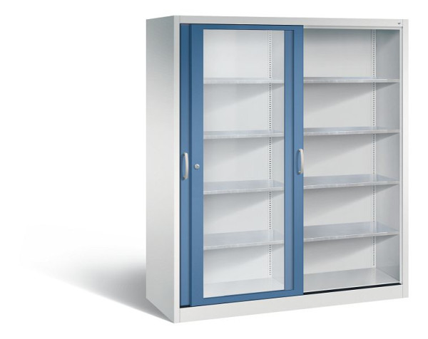 C+P Schiebetürenschrank Acurado, H1950xB1600xT600mm, Farbe: Lichtgrau / Fernblau, Bügelgriff, 2169-055 S10024