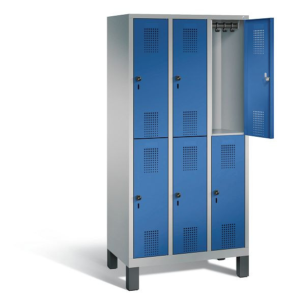 C+P Spind doppelstöckig Evolo, H1850xB900xT500mm, Farbe: Weißaluminium / Enzianblau, 48310-30 S10451