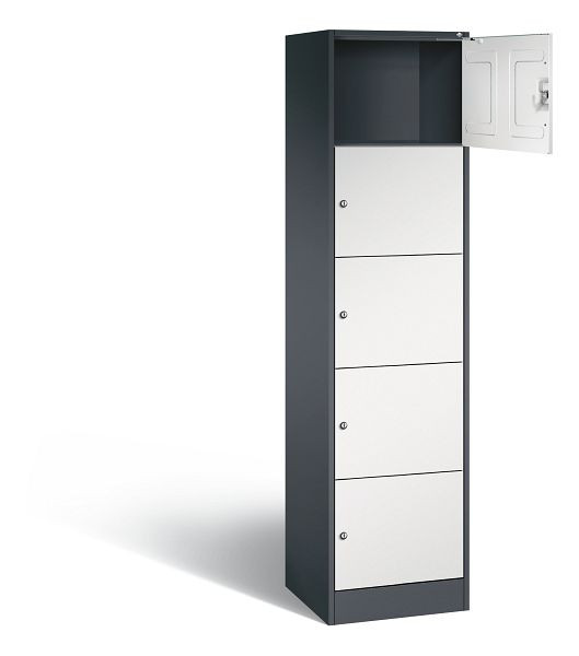 C+P Schließfachschrank Serie 8070, H1950xB460xT480mm, Farbe: Schwarzgrau / Lichtgrau, 82700-10 S10030