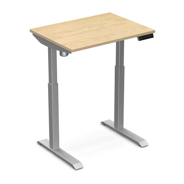 Worktrainer Sitz-Steh-Schreibtisch StudyDesk (Silber / Wildbirne 80 x 60 cm), StD-xs-slv-wp