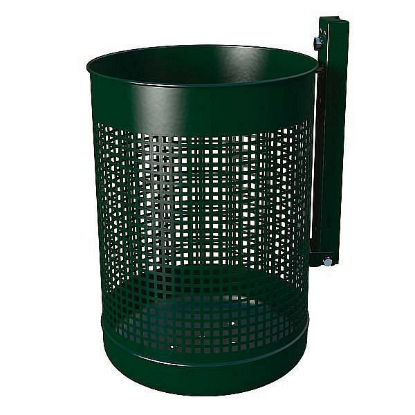 Renner Abfallbehälter ca. 50 L, gelocht, zur Wand- und Pfostenbefestigung, feuerverzinkt und pulverbeschichtet, moosgrün, 7014-00PB 6005