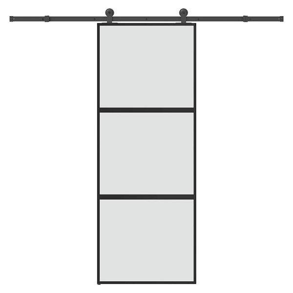vidaXL Schiebetür mit Beschlag 76x205 cm Hartglas & Aluminium, 3332938