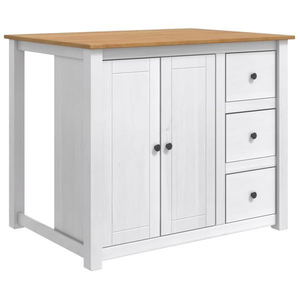 vidaXL Küchentrolley PANAMA 2-teilig Weiß und Honigwachs 112 x 77 x 90 cm, 3425389