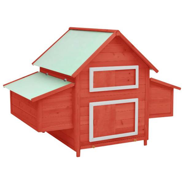 vidaXL Hühnerstall Rot und Weiß 152x96x110 cm Massivholz Tanne, 171462