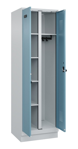 C+P Wäsche-/Garderobenspind Evolo PLUS, mit Sockel, 2 Abteile, 1950x600x500mm, 7, 2406015 RDS Architekturblau, Drehriegel, 049620-20 S10009