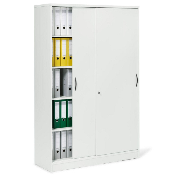 Deskin Schiebetürenschrank MULTI M, Dekor weiß, B 1200 x H 1835 x T 420 mm, 5 OH, 258506