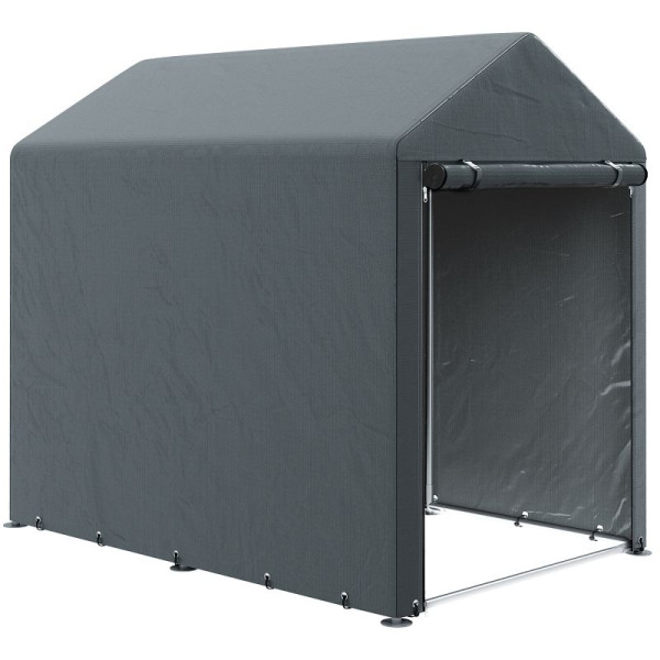 Outsunny Gartenschuppen, Lagerzelt, robust & wetterfest, Stahlrahmen, 1,2x1,8x1,6m, Dunkelgrau, 84H-139V00CG