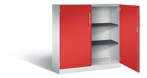 C+P Flügeltürenschrank Asisto, H1310xB1200xT435mm, Farbe: Lichtgrau / feuerrot, Bügelgriff, 3 OH, 141031-000 S10117