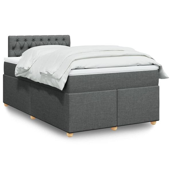 vidaXL Boxspringbett mit Matratze Dunkelgrau 120x190 cm Stoff, 3286627