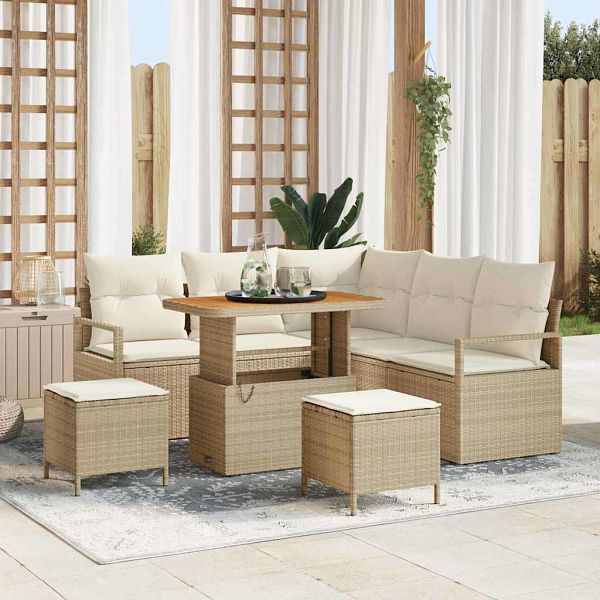 vidaXL Garten-Sofa-Set 8-teilig Beige und Creme 90 x 55 x 71 cm, 3364476