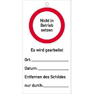 Moedel Nicht in Betrieb setzen Es wird gearbeitet, Kunststoff, 76x147 mm, VE: 10 Stück, 58077