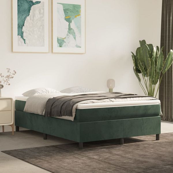 vidaXL Bettgestell Dunkelgrün 140x200 cm Samt, Material: Samt (100% Polyester), Sperrholz, Holzwerkstoff, 3121123