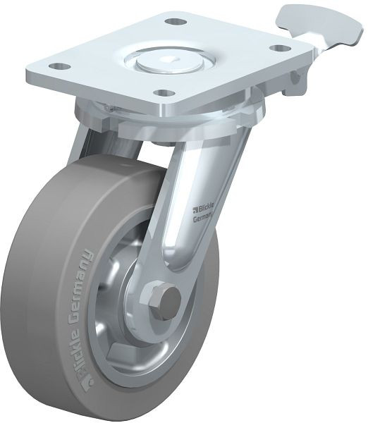 Blickle LO-ALEV 150K-SG-RI4 Stahlgeschweißte Schwerlast-Lenkrolle, Elastik-Vollgummi, Grau, 852060