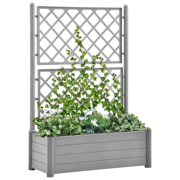 vidaXL Pflanzkübel mit Spalier 100x43x142 cm PP Steingrau, 317582