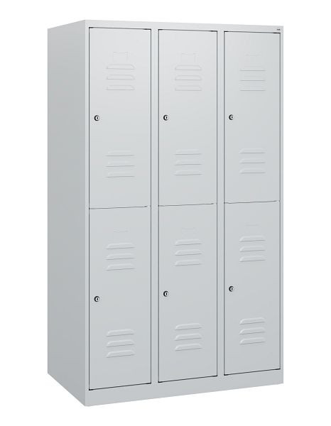 C+P Doppelstöckiger Spind Classic PLUS, 3 Abteile, 1530x900x500mm, 7035/7035, Zylinderschlösser, 0803005-30 S10019