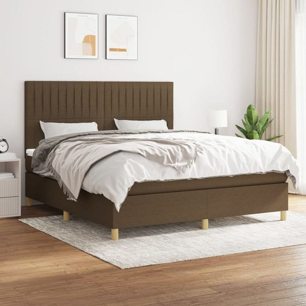 vidaXL Boxspringbett mit Matratze Dunkelbraun 160x200 cm Stoff, 3142508