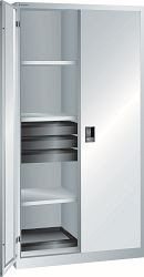 LISTA Flügeltürschrank (BxTxH) 1000x580x1950mm KEY Lock, Lichtgrau, 6 Schublade, 2 Auszugböden, 6 Verstellböden, 58.445.020