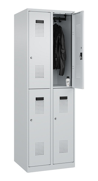 C+P Doppelstöckiger Spind Evolo PLUS, 4 Fächer, 1850x600x500mm, 7035/7035, Zylinderschloss, 049300-20 S10040