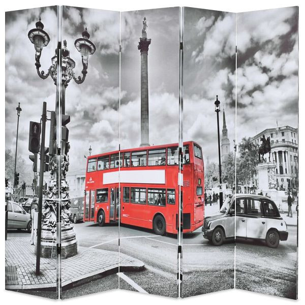 vidaXL Raumteiler klappbar 200 x 170 cm London Bus Schwarz-Weiß, 245875