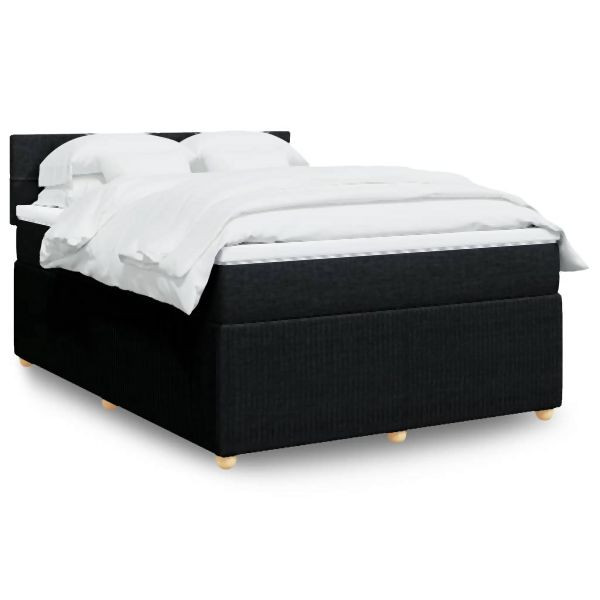 vidaXL Boxspringbett mit Matratze Schwarz 160x200 cm Stoff, 3289809