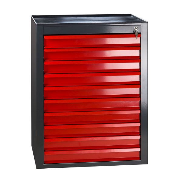 ADB Schubladenschrank "MAMMUT Maxi" 10 Schubladen, Farbe Korpus: grau, RAL 7016, Farbe Schubladen: rot, RAL 3020, Maße BxTxH: 71x55x90 cm, 24863