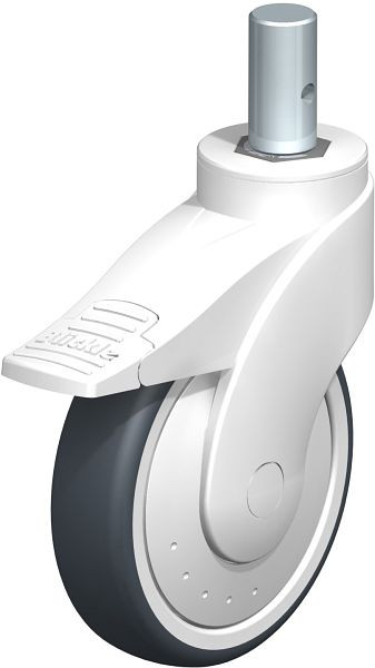 Blickle LWKE-TPA 126K-FI-ELS-FK-ZA55 Kunststoff-Lenkrolle WAVE mit Zapfen & Feststeller, Thermoplastisches Gummi-Elastomer, Grau, 743857