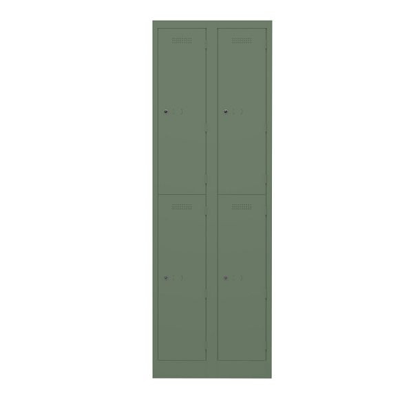 Bisley Garderobenschrank Primary Locker, 2 Abteile mit je 2 Fächern übereinander, 623 olivgrün, PL3050D2623
