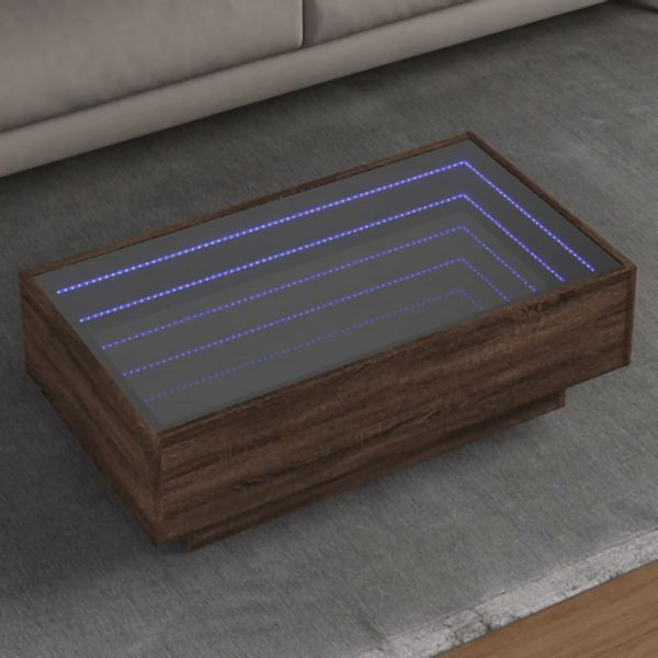 vidaXL LED-Couchtisch Braun Eichen-Optik 90x50x30 cm Holzwerkstoff, 847524