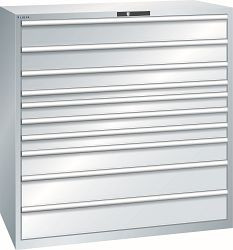 LISTA Schubladenschrank 78x36E (BxTxH) 1431x725x1450mm KEY Lock, Lichtgrau, 10 Schubladen, Fronthöhen: 75-200mm, 78.868.020