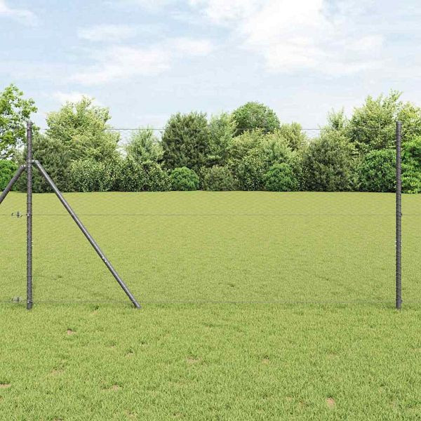 vidaXL Sechseckgeflechtzaun Grau 1 x 50 m Stahl, 42005569