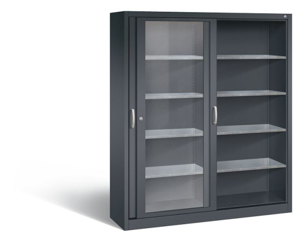 C+P Schiebetürenschrank Acurado, H1950xB1600xT400mm, Farbe: Schwarzgrau, Bügelgriff, 2149-055 S10004
