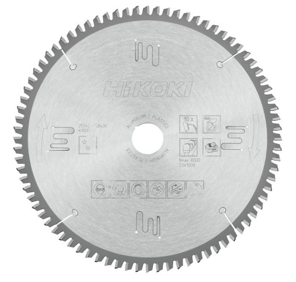 HiKOKI TCT Kreissägeblatt Laminat Aluminium 255x30 Z80 Trapez- / Flachzahn, 4100026
