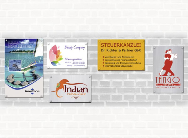 Moedel Firmen- und Werbeschilder, Aluverbund, Grundfarbe Edelstahl gebürstet, 400x300 mm, 60162